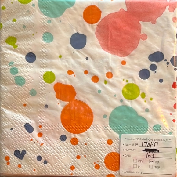 bright “paint drip” party napkins-cocktail size-3 packs of 20 each-NWT - Picture 5 of 6